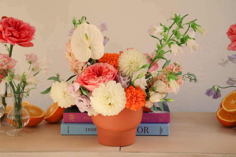 Terracotta Sunset Compote Arrangement