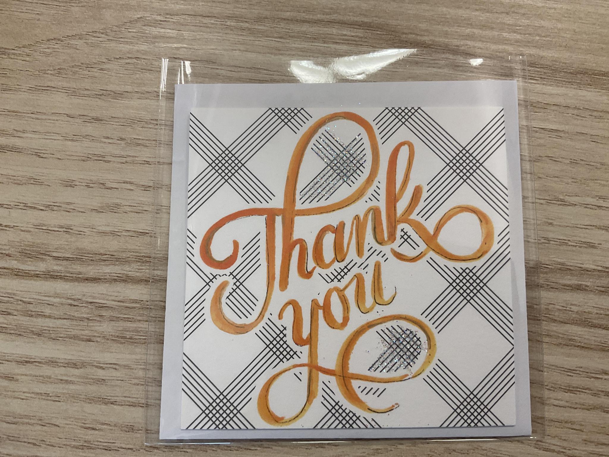 cursive THANK YOU mini card