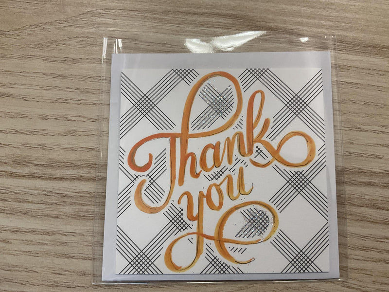 cursive THANK YOU mini card