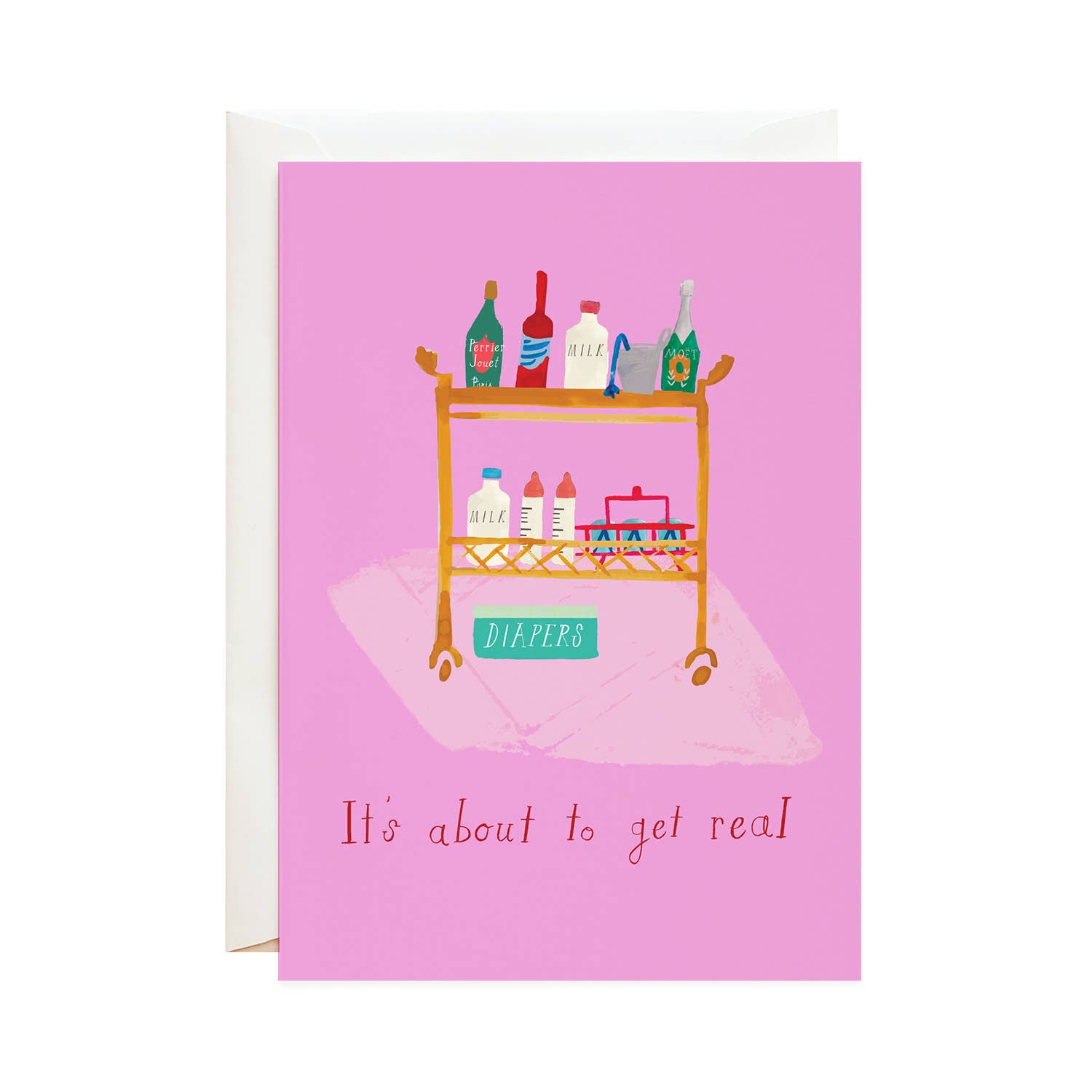 Diapers on the Bar Cart Baby- Greeting Card